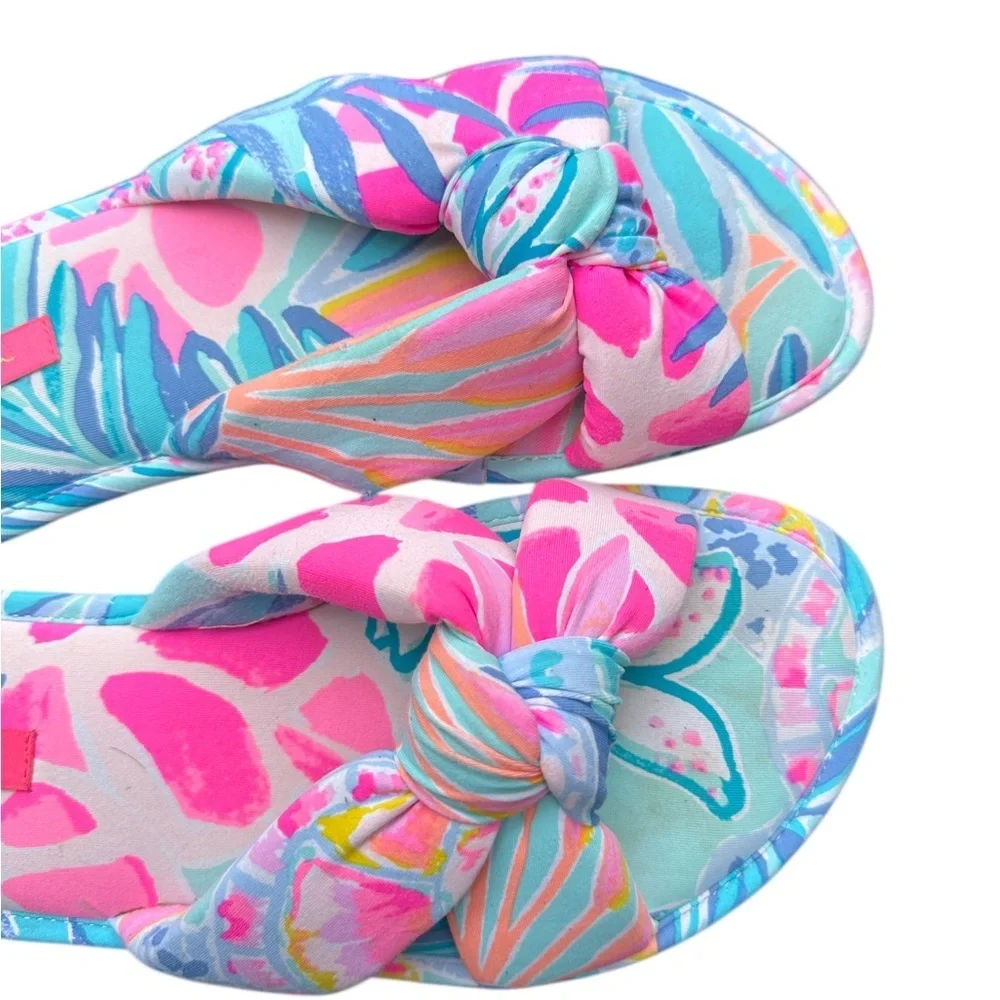 Lilly Pulitzer Pink and Blue Slippers large - Picture 2 of 4